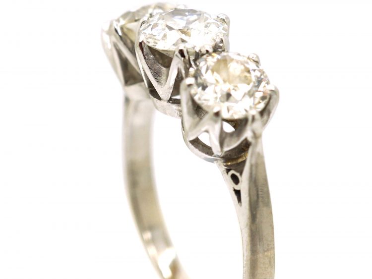 Early 20th Century Platinum Three Stone Diamond Ring