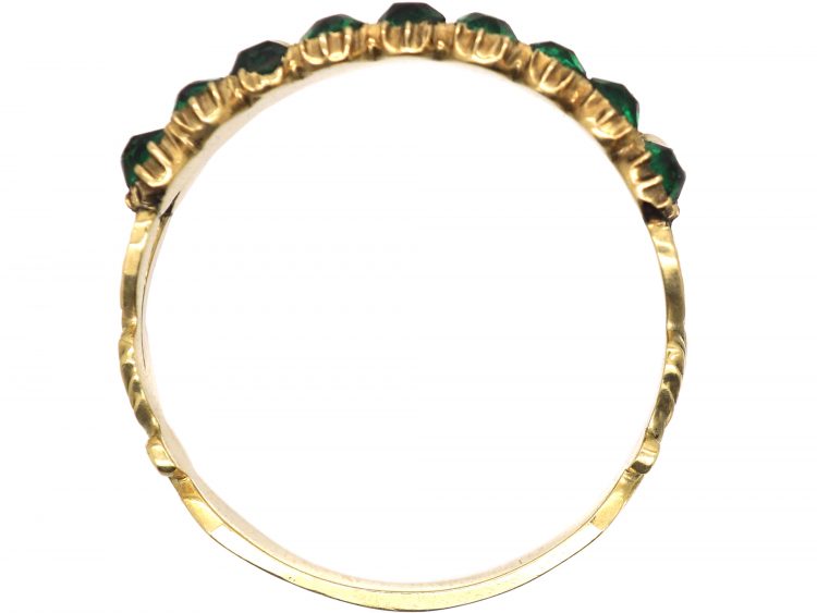 Georgian 15ct Gold, Natural Split Pearls & Green Paste Two Row Ring