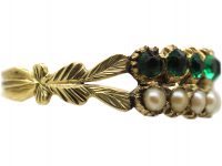 Georgian 15ct Gold, Natural Split Pearls & Green Paste Two Row Ring