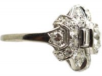 Art Deco Platinum & Diamond Geometric Cluster Ring