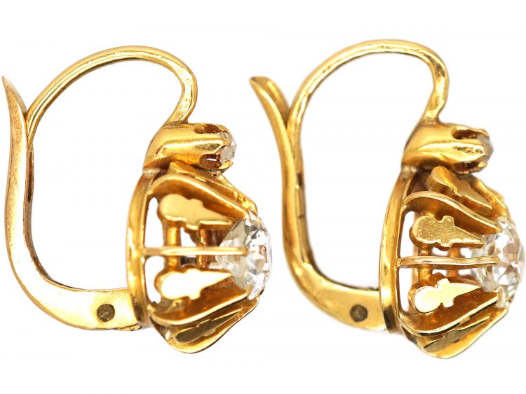Early 20th Century 18ct Gold Dormeuse Earrings set with Diamonds