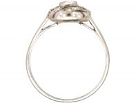 Art Deco Platinum, Ruby & Diamond Swirl Ring