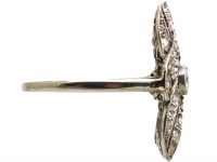 Art Deco Platinum, Ruby & Diamond Swirl Ring