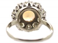 Mid 20th Century 18ct White Gold, Topaz & Diamond Cluster Ring