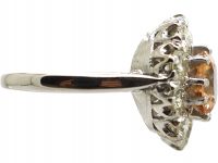 Mid 20th Century 18ct White Gold, Topaz & Diamond Cluster Ring