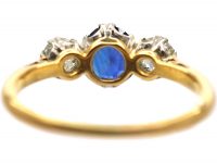 Early 20th Century 18ct Gold & Platinum, Sapphire & Diamond Three Stone Ring