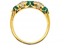 Victorian 18ct Gold, Emerald & Diamond Five Stone Ring