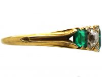 Victorian 18ct Gold, Emerald & Diamond Five Stone Ring