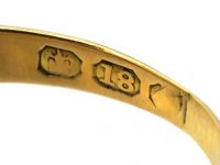 Edwardian 18ct Gold Three Stone Ruby & Diamond Ring with Ornate Shoulders