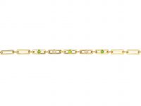 Art Deco 18ct Gold Bracelet set with Green Garnets & Diamonds