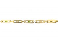 Art Deco 18ct Gold Bracelet set with Green Garnets & Diamonds