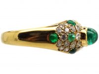 18ct Gold Ring set with a Cabochon Emeralds & Diamonds by Cartier