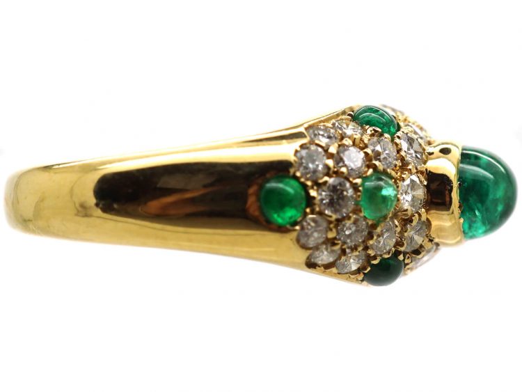 18ct Gold Ring set with a Cabochon Emeralds & Diamonds by Cartier