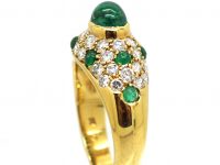 18ct Gold Ring set with a Cabochon Emeralds & Diamonds by Cartier