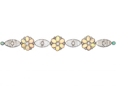 Edwardian 15ct Gold & Platinum, Opal & Diamond Bracelet