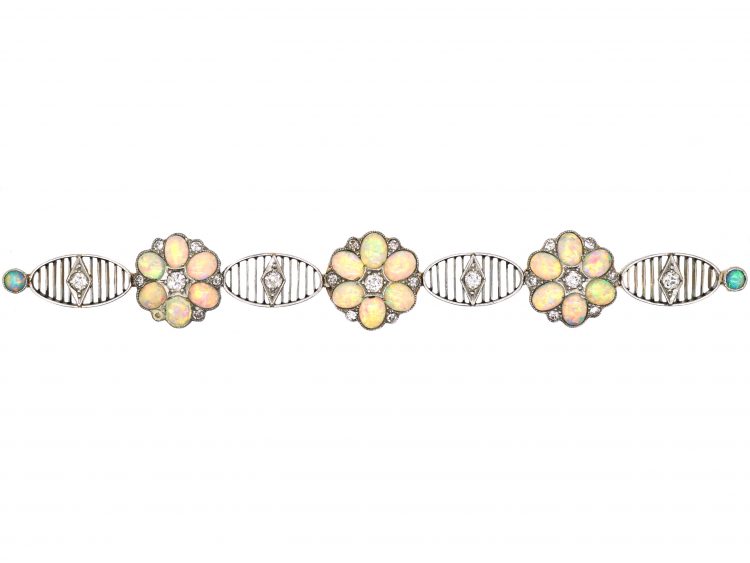 Edwardian 15ct Gold & Platinum, Opal & Diamond Bracelet