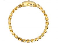 Edwardian 18ct Gold & Diamond Heart Shaped Ring with Curb Design Shank