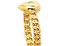 Edwardian 18ct Gold & Diamond Heart Shaped Ring with Curb Design Shank