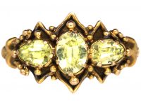 Regency 15ct Gold Ring set with Three Chrysolites