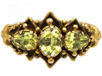 Regency 15ct Gold Ring set with Three Chrysolites