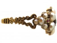 Regency 15ct Gold, Sapphire Ruby & Natural Split Pearl Cluster Ring