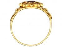 Georgian Two Colour 15ct Gold Ring set with a Ruby with Flower Shoulders
