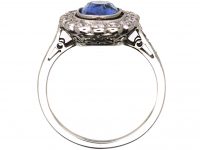 Edwardian 18ct White Gold, Sapphire & Diamond Cluster Ring
