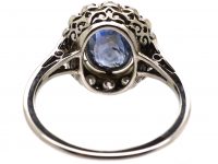 Edwardian 18ct White Gold, Sapphire & Diamond Cluster Ring