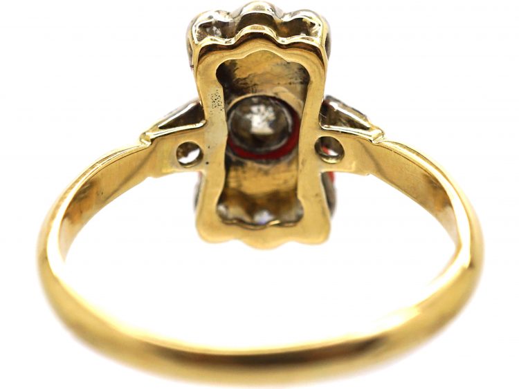 Art Deco 18ct Gold & Platinum, Carnelian & Diamond Ring