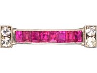 1950s 18ct White Gold Cocktail Ring set with Rubies & Diamonds