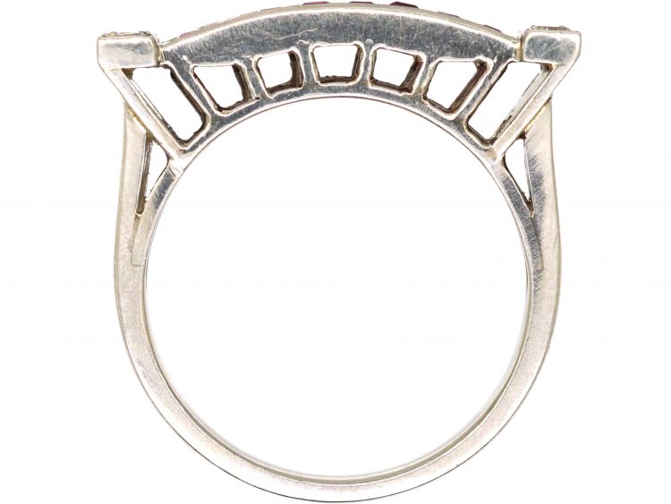 1950s 18ct White Gold Cocktail Ring set with Rubies & Diamonds