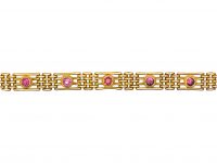 Edwardian 9ct Gold Gate Bracelet set with Nine Almandine Garnets