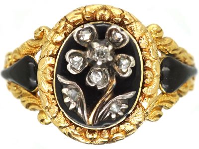 Late Georgian 18ct Gold Mourning Ring for Vice Admiral Charles Stirling