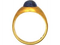 Retro 18ct Gold Ring set with a Cabochon Sapphire by F Zerrenner