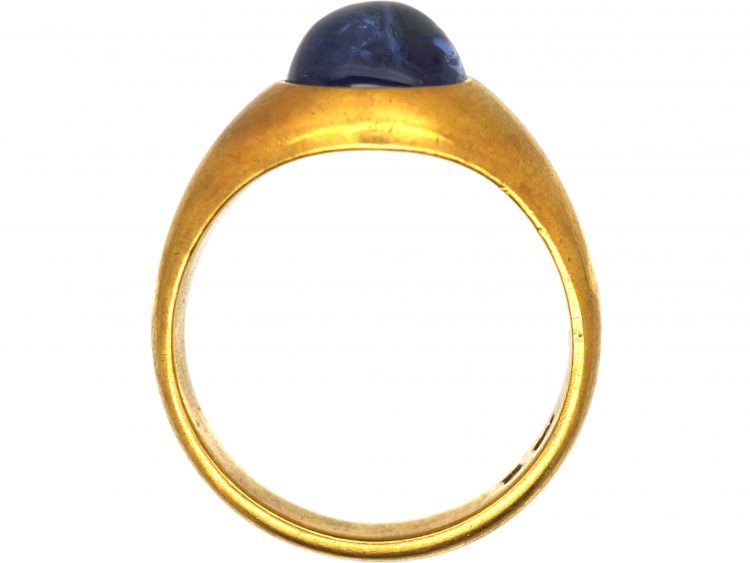 Retro 18ct Gold Ring set with a Cabochon Sapphire by F Zerrenner