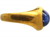 Retro 18ct Gold Ring set with a Cabochon Sapphire by F Zerrenner