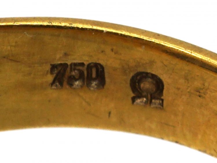 Retro 18ct Gold Ring set with a Cabochon Sapphire by F Zerrenner