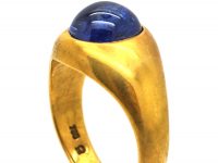 Retro 18ct Gold Ring set with a Cabochon Sapphire by F Zerrenner