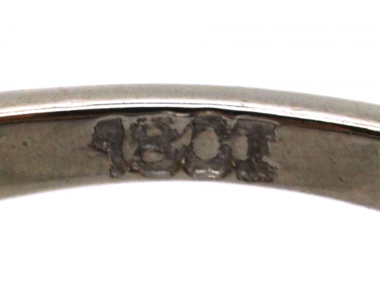 Art Deco 18ct White Gold & Platinum, Diamond Solitaire Ring with Diamond Set Shoulders