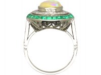 Platinum, Opal, Diamond & Emerald Large Cluster Ring