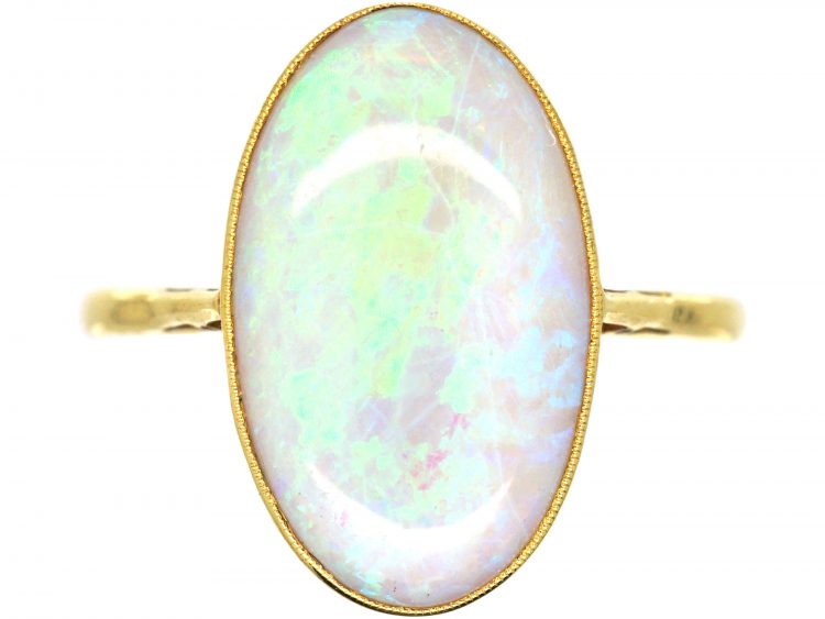 Early 20th Century 18ct Gold Ring set with a Large Opal