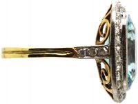 Early 20th Century 18ct Gold & Platinum, Aquamarine & Rose Diamond Ring