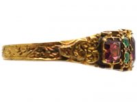 Victorian 15ct Gold, Almandine Garnet & Emerald Ring