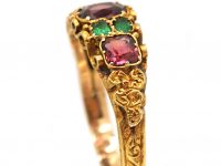 Victorian 15ct Gold, Almandine Garnet & Emerald Ring
