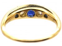 Victorian 18ct Gold Five Stone Sapphire & Diamond Ring