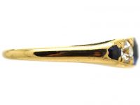 Victorian 18ct Gold Five Stone Sapphire & Diamond Ring