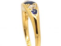 Victorian 18ct Gold Five Stone Sapphire & Diamond Ring