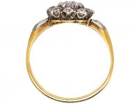 Edwardian 18ct Gold, Diamond Daisy Cluster Ring with Diamond Set Shoulders