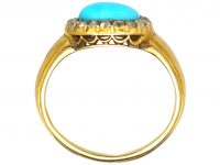 Victorian 18ct Gold, Turquoise & Diamond Cluster Ring