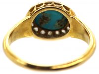 Victorian 18ct Gold, Turquoise & Diamond Cluster Ring